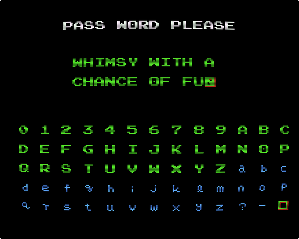 Screen shot of Metroid password screen